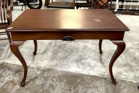 28”h, 44”w Late 20th Century Queen Anne Cherry Library Table