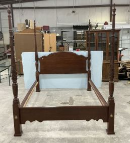 60" Late 20th Century Rice Carved Queen Size Poster Bed