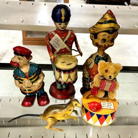 1950's Metal Wind Up Animal and Figurine Toys