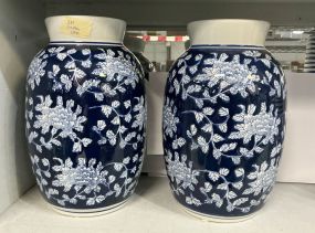 12h Pair of Blue and White Flower Vases