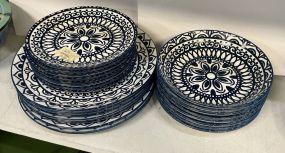 Blue &amp; White Medallion Dinnerware Set