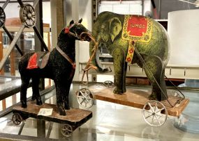 VTG Horse and Elephant Pull Toys