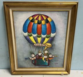 Creative Galleries Signed 30h 26w Joyce Roybal Band in Hot Air Balloon