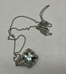 10kt FDJ Necklace with Clear Stone Pendent