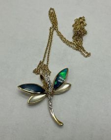 14kt 585 Marked Dragonfly Necklace