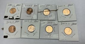 2014, 2004-S, 2001-S, 2000-S, 2022-D, 2014-S, 2014-D, 2014-S Pennies