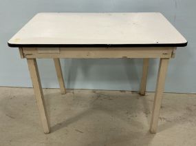 Wood Table with Enamel Top 30h 40w 25d