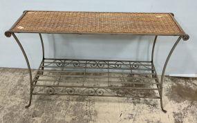 Wicker and Metal Console Table 28h 48w 15d