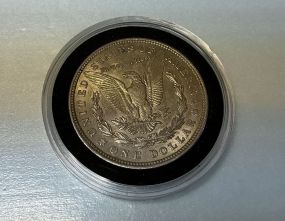 1921-D Morgan Silver Dollar, plastic case, fine