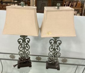 25h Pair of Resin filigree Style Table Lamps