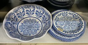 Melamine Blue Plastic Salad Set
