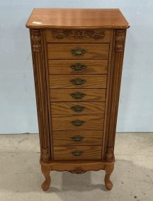 42h 18w Oak Queen Anne Jewelry Armoire
