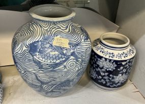Blue and White Ceramic Flower Vases