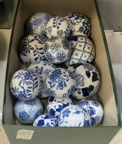 Group of Blue and White Ceramic Balls