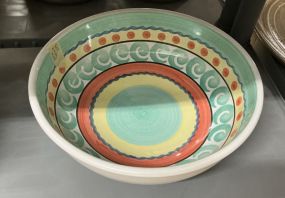 Pier 1 12 dia Ceramic Hand Painted Salad Bowl