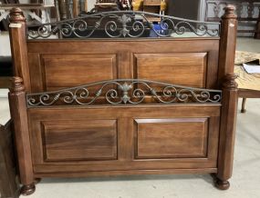 55"w Modern Cherry Metal and Wood Bed