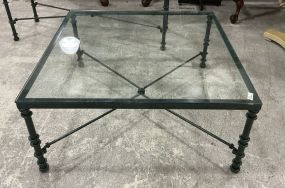 Modern Contemporary Metal and Glass Coffee Table 16h 36w