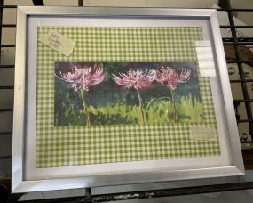 10h 12w Framed Watercolor of Flowers