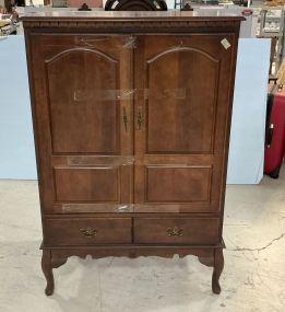 57h 38w 1980s Queen Anne Entertainment Cabinet