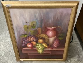 28h 23w Signed Joan Brown Still life Painting