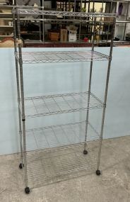 Five Shelf Rolling Storage Shelf  62h 30w