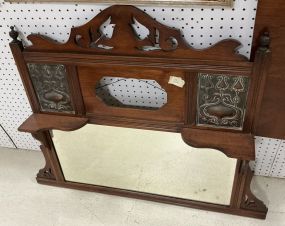 Antique Mahogany Sideboard Back Mirror