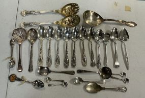 Assorted Group of Silver Plate Flatware Serving Ware
