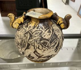 Greek Revival Trojan Terracotta Amphora Vase Squirrel Handles Made in Japan 6h.