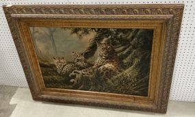 Designer Signed Framed Leopard Print 36" x 48"w