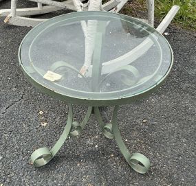 Small Metal Round Glass Table
