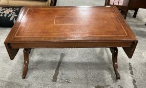 Vintage Coffee Table with Leather Top 19h 37w