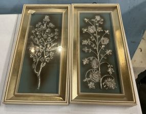 22h 11w Two Embossed Floral Artworks