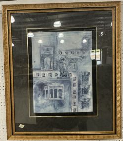 Framed City Scape Print 40" x 34"