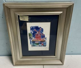 14h 12w signed watercolor  Moulin Rouge in Paris