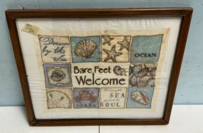 15h 17w Tapestry Bare Feet Welcome Framed