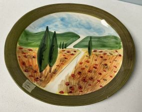 Veitri Tuscan Poppy Field Large Platter 15"w