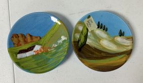 Vietri Tuscany Italian Landscape Plates 6"dia