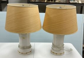 Juliska Pair of Ceramic Cylinder Lamps  23"h