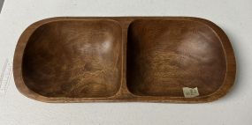 15"w Reproduction Wood Two Section Dish