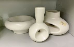 Eva Zeisel Handmade Porcelain Vases for Klein Reid Pottery Minimalist Modern 7"h.