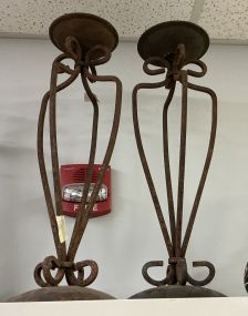 22h Pair of Wrought Iron Candle Stands