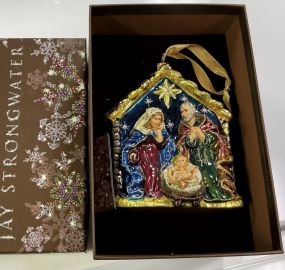 Jay Strongwater Holy Family Glass Ornament