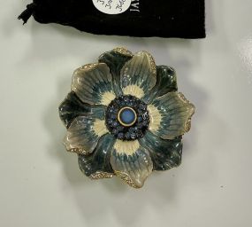 Jay Strongwater Figural Pansy Flower Enamel &amp; Rhinestone Ring Tray 3"dia