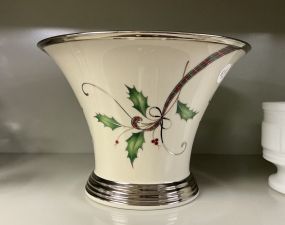 Lenox Holiday Nouveau Platinum Console Bowl 7"h., 10"dia