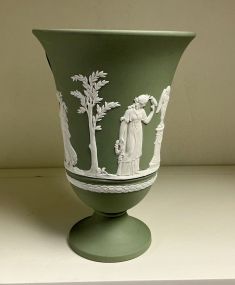 Wedgwood Bacchus Vase Celadon Jasperware 6"h 7.5"h