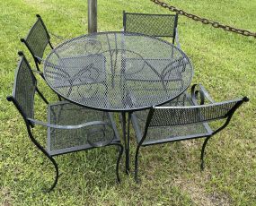 Set of Wrought Iron Black Table and Chair Set