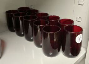VTG Ruby Red Glass Drinking Glasses
