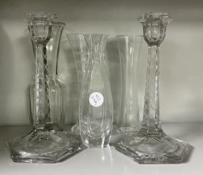 Etched Candle Holders and Glass flower Vases