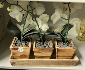 Decorative Wood Three Slot Flower Planter