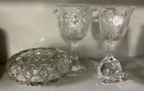 Pressed Glass Stems, Bowl, and Stir